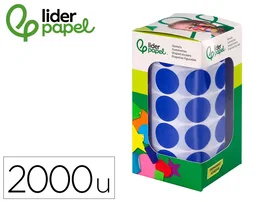 Liderpapel Gomets Autoadhesivos Círculos 20 mm Azul Rollo 2000 Unidades