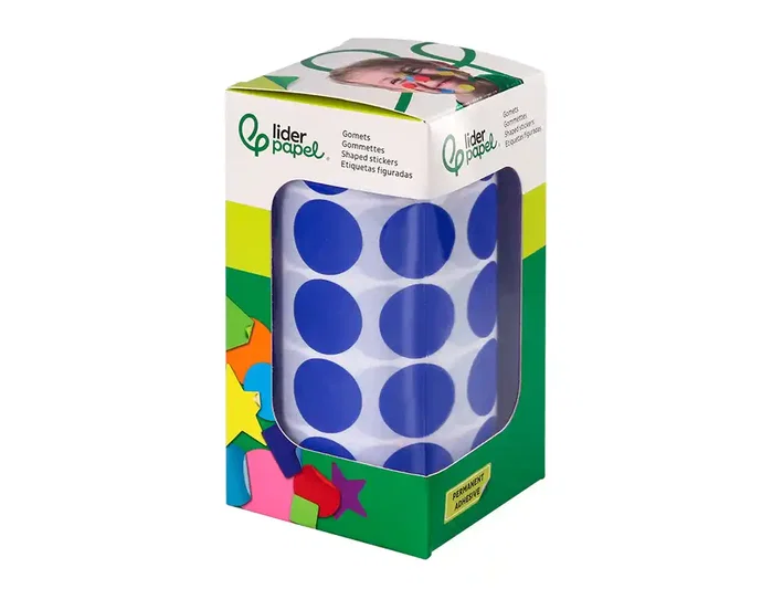 Liderpapel Gomets Autoadhesivos Círculos 20 mm Azul Rollo 2000 Unidades
