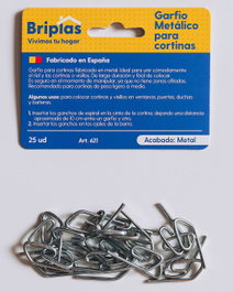 BRIPLAS Ganchos y Broches para Cortina de Baño Cromados, 25 Unidades