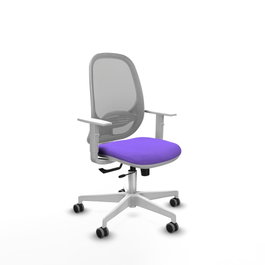 PIQUERAS Y CRESPO Silla de oficina Cilanco con mecanismo Sincro/Traslack, Tela Lila y Malla Gris