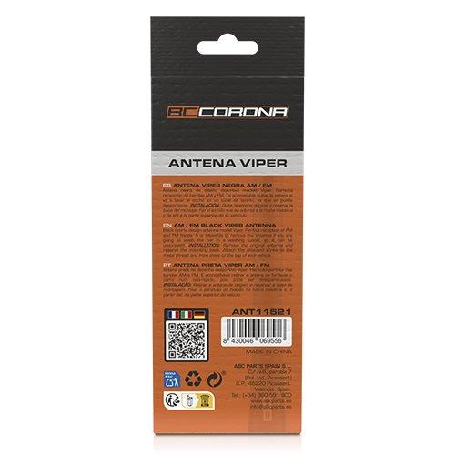 BC Antena Viper CS10 ANT11521 Negra Universal para Vehículos con Antena de Rosca AM/FM