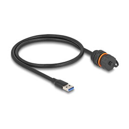 DeLOCK Cable USB 3.2 Gen 1 Tipo-A Macho a Tipo-A Hembra con Rosca M20, 0,6 m, Negro