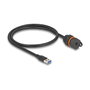 DeLOCK Cable USB Tipo-A a Tipo-A con rosca M20 y protección IP68, 60 cm, Negro