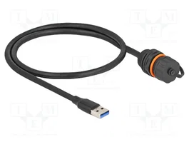DeLOCK Cable USB Tipo-A a Tipo-A con rosca M20 y protección IP68, 60 cm, Negro