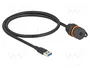 DeLOCK Cable USB Tipo-A a Tipo-A con rosca M20 y protección IP68, 60 cm, Negro