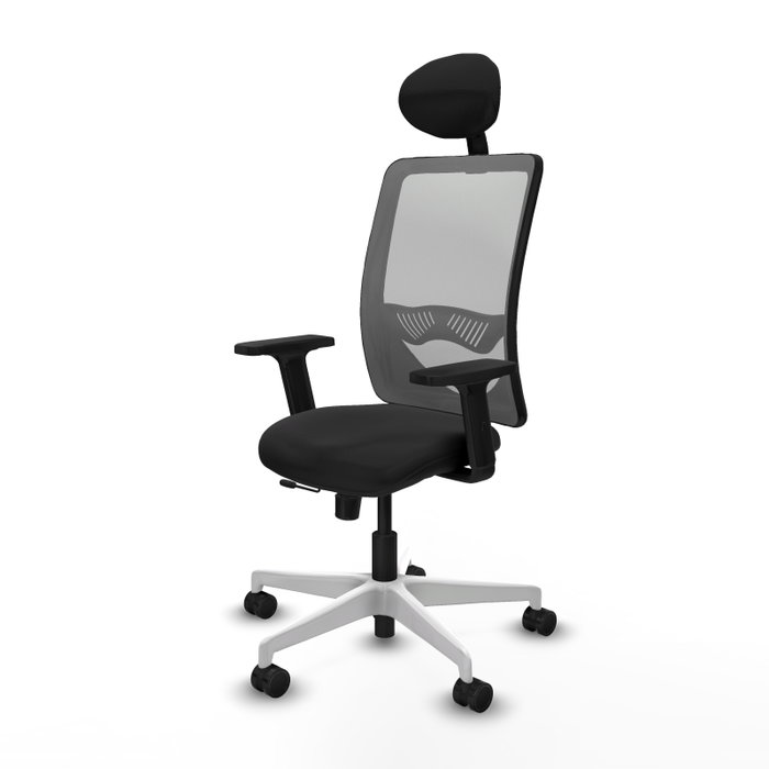 PIQUERAS Y CRESPO Silla de oficina Zulema con mecanismo Sincro/Traslack, Malla Gris y Similpiel Negro