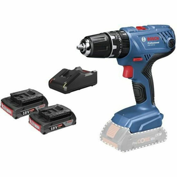 Bosch Professional GSB 18V-21 Taladro Percutor Inalámbrico con 2 Baterías de 2,0 Ah y L-BOXX