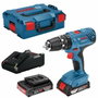 Bosch Professional GSB 18V-21 Taladro Percutor Inalámbrico con 2 Baterías de 2,0 Ah y L-BOXX