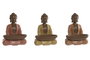 DKD Home Decor Set de 3 Figuras de Buda en Resina, Colores Surtidos