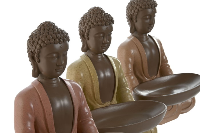 DKD Home Decor Set de 3 Figuras de Buda en Resina, Colores Surtidos DKD Home Decor Set de 3 Figuras de Buda en Resina, Colores Surtidos