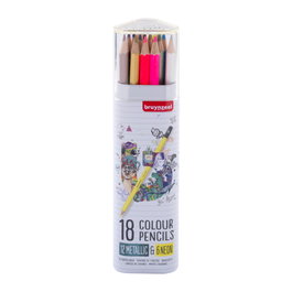 Bruynzeel Estuche metálico de lápices de color y neón, 18 colores