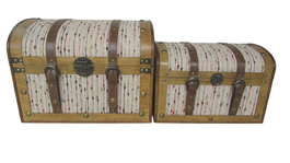 DKD Home Decor Baúl Alpino, Multicolor y Blanco, 32x30x40 cm, Set de 2 Unidades