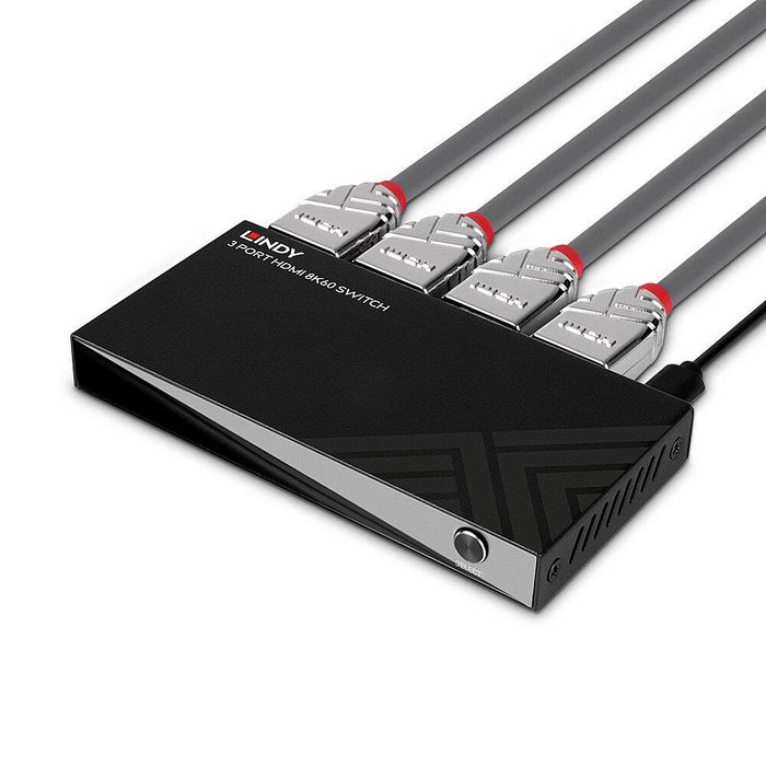 LINDY 38369 Interruptor Selector HDMI 2.1 4x1, 8K a 48Gbit/s, HDR, con Mando a Distancia, Negro LINDY 38369 Interruptor Selector HDMI 2.1 4x1, 8K a 48Gbit/s, HDR, con Mando a Distancia, Negro