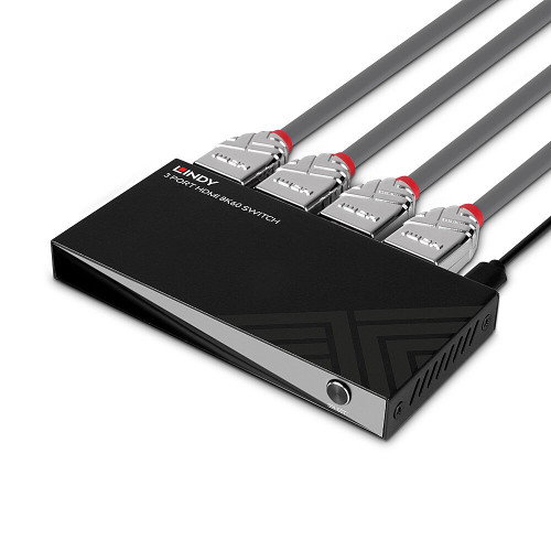Lindy 38369 Interruptor de Vídeo HDMI 8K60 de 3 Puertos Lindy 38369 Interruptor de Vídeo HDMI 8K60 de 3 Puertos