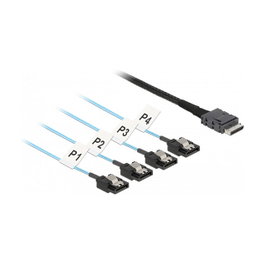 DeLOCK Cable OCuLink SFF-8611 a 4 x SATA 7 Pin 0,5 m Metal