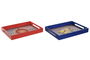DKD Home Decor Bandeja Sicilia 2024 Mediterraneo Rojo Azul MDF 30 x 5 x 40 cm