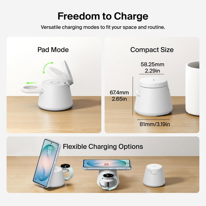 Belkin UltraCharge Estación de Carga Modular 25W Qi2 Blanco WIZ052kqWH Belkin UltraCharge Estación de Carga Modular 25W Qi2 Blanco WIZ052kqWH