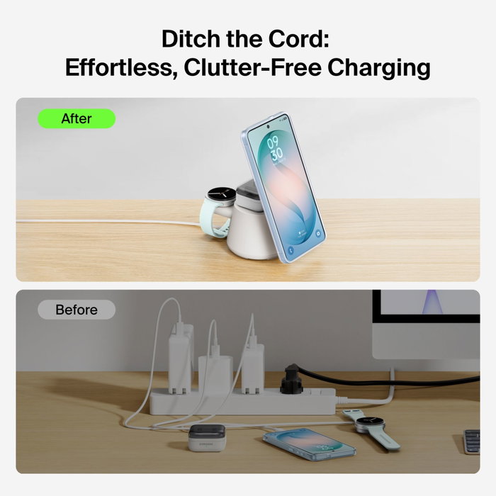 Belkin UltraCharge Estación de Carga Modular 25W Qi2 Blanco WIZ052kqWH Belkin UltraCharge Estación de Carga Modular 25W Qi2 Blanco WIZ052kqWH