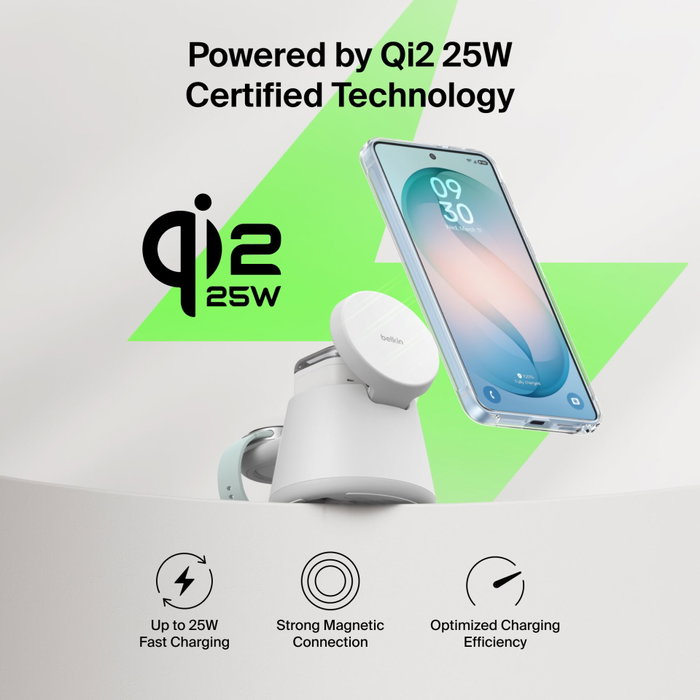 Belkin UltraCharge Estación de Carga Modular 25W Qi2 Blanco WIZ052kqWH Belkin UltraCharge Estación de Carga Modular 25W Qi2 Blanco WIZ052kqWH