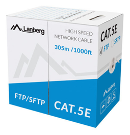 Lanberg LCF5-11CU. Cable de red Gris Cat5e F/UTP (FTP), 305 m, 24 AWG, para interior