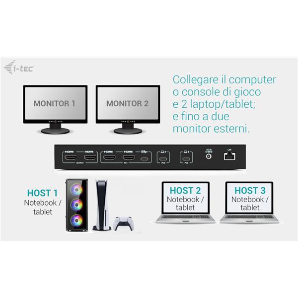 I-tec Docking Station C31KVMDOCKPDPRO 12 en 1 con KVM, hasta 92W de carga y 3 hosts USB-C/Thunderbolt