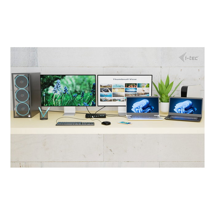I-tec Docking Station KVM C31KVMDOCKPDPRO para 3 Hosts y Dual Video en Negro