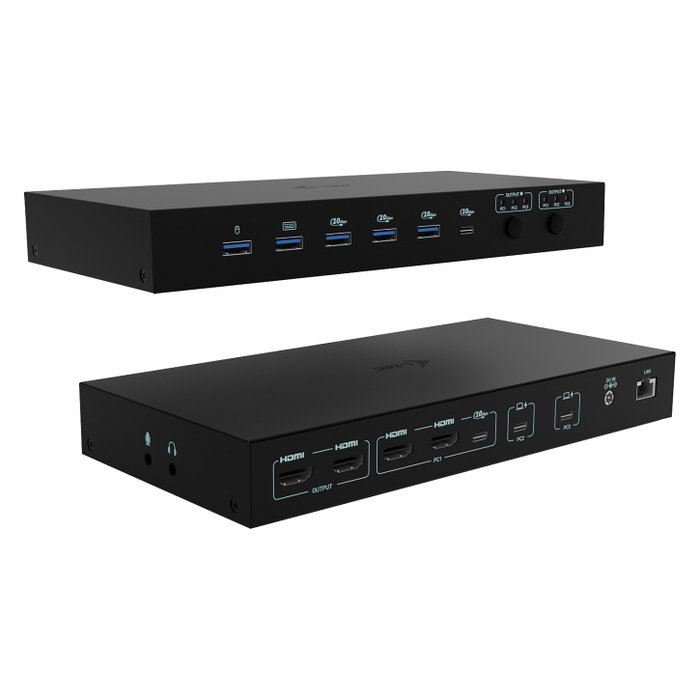I-tec Docking Station KVM C31KVMDOCKPDPRO para 3 Hosts y Dual Video en Negro