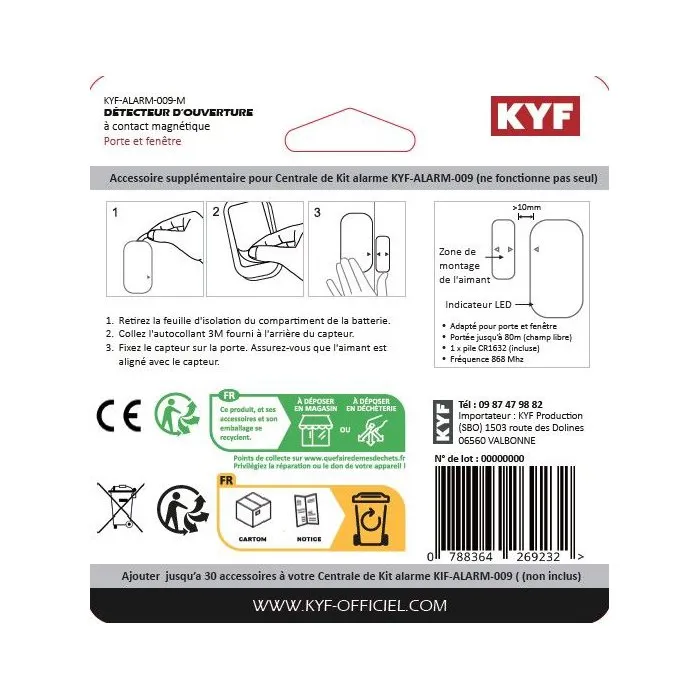 KYF Detector de apertura adicional AAARM58256 ALARMA-009