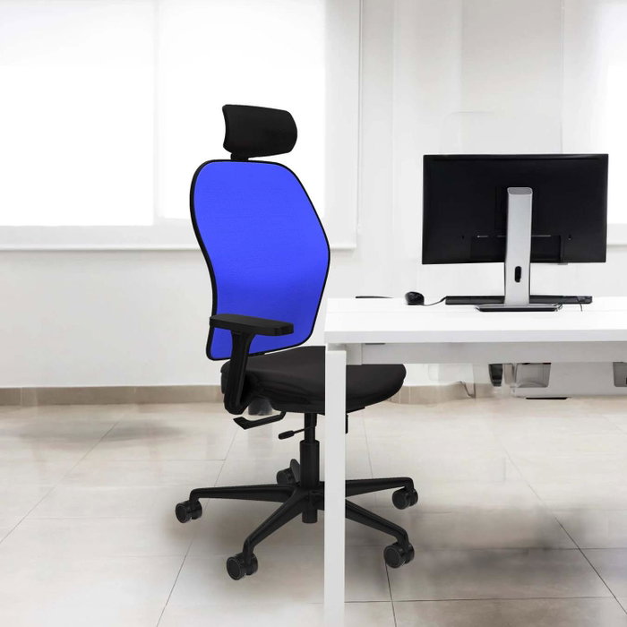 PIQUERAS Y CRESPO Silla de oficina Jorquera con mecanismo Sincro/Traslack, Pistacho y Azul
