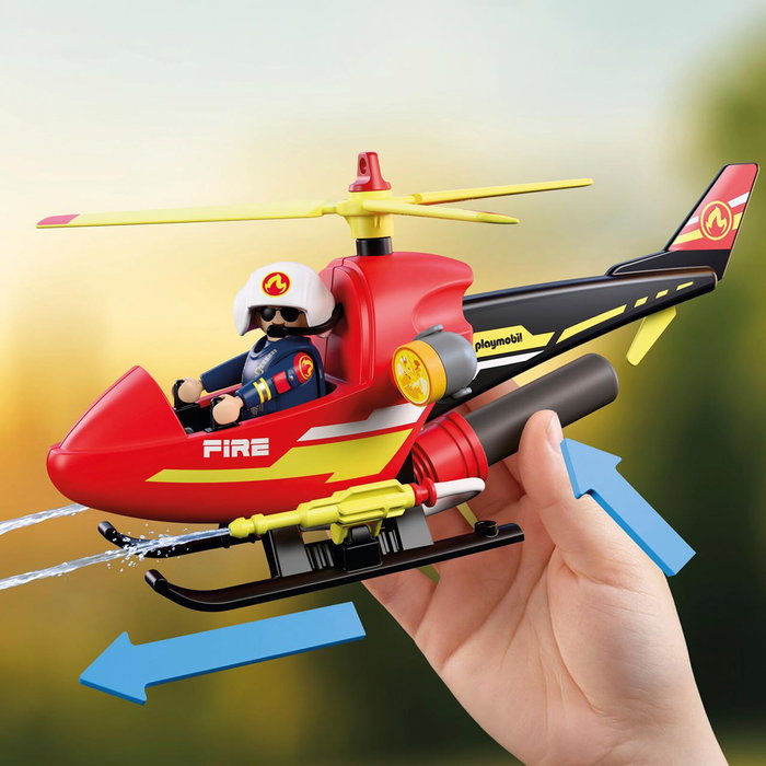 PLAYMOBIL Helicóptero de Bomberos 72196 con función de proyección de agua
