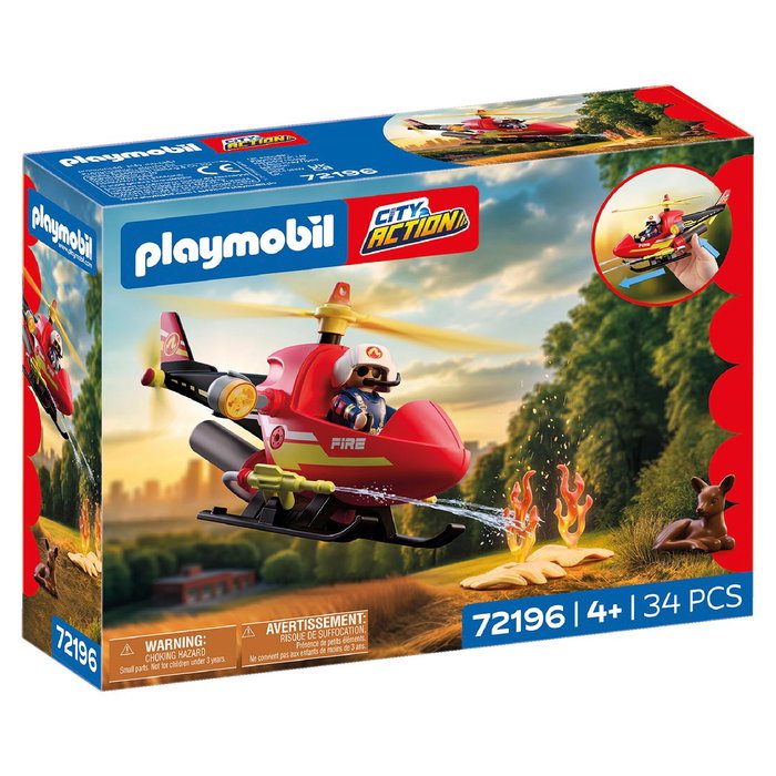 PLAYMOBIL Helicóptero de Bomberos 72196 con función de proyección de agua