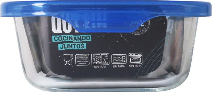 Quttin Fiambrera Rectangular con Tapa Azul, 19.4 x 12.9 x 5.4 cm, Contenedor de Alimentos para Comida (6 Unidades)