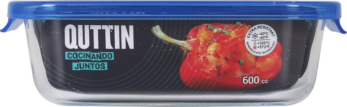 Quttin Fiambrera Rectangular con Tapa Azul, 19.4 x 12.9 x 5.4 cm, Contenedor de Alimentos para Comida (6 Unidades)