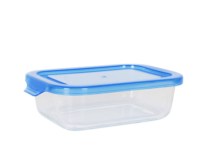 Quttin Fiambrera Rectangular con Tapa Azul, 19.4 x 12.9 x 5.4 cm, Contenedor de Alimentos para Comida (6 Unidades)