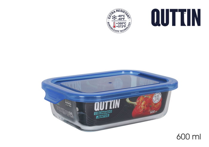 Quttin Fiambrera Rectangular con Tapa Azul, 19.4 x 12.9 x 5.4 cm, Contenedor de Alimentos para Comida (6 Unidades) Quttin Fiambrera Rectangular con Tapa Azul, 19.4 x 12.9 x 5.4 cm, Contenedor de Alimentos para Comida (6 Unidades)