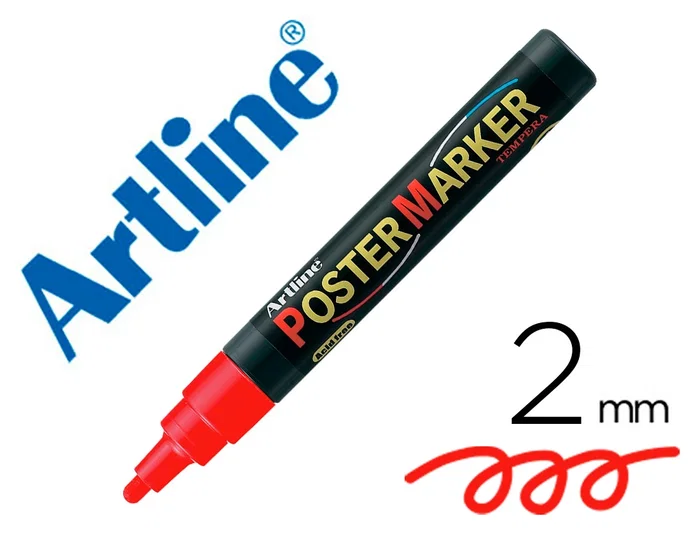 Artline Rotulador EPP-4 Poster Marker Punta Redonda 2 mm Color Rojo para Cartelería Artline Rotulador EPP-4 Poster Marker Punta Redonda 2 mm Color Rojo para Cartelería