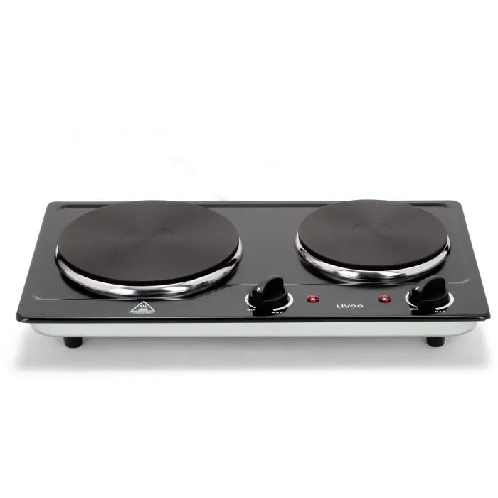 Livoo DOC168N Hob Doble Cocina de Inducción Integrable Doble Placa 2 Zonas Cerámica 3500W Negro