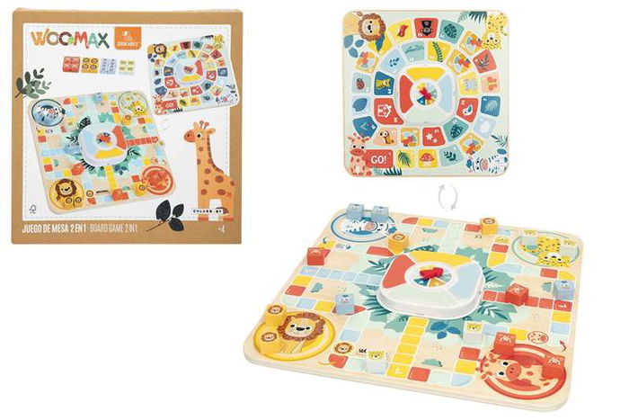 Juego parchis y oca de madera animales 30x30 cm Juego parchis y oca de madera animales 30x30 cm