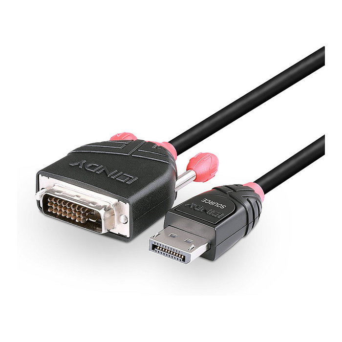 Lindy 41491 Adaptador de Cable de Vídeo DisplayPort a DVI-D 2 m Negro