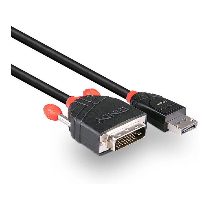 Lindy 41491 Adaptador de Cable de Vídeo DisplayPort a DVI-D 2 m Negro