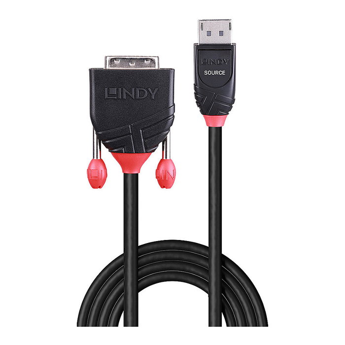Lindy 41491 Adaptador de Cable de Vídeo DisplayPort a DVI-D 2 m Negro