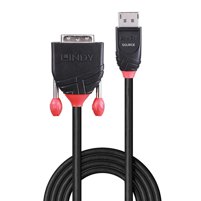 Lindy 41491 Adaptador de Cable de Vídeo DisplayPort a DVI-D 2 m Negro