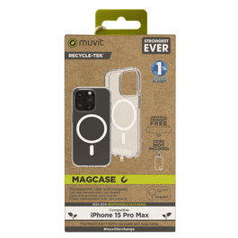 Muvit Funda Recycletek Magsafe para iPhone 15 - Material Reciclado y Reciclable, Protección Ecológica