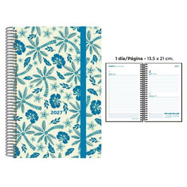 Senfort Agenda Anual 2027 Decorada Palmeras Azul
