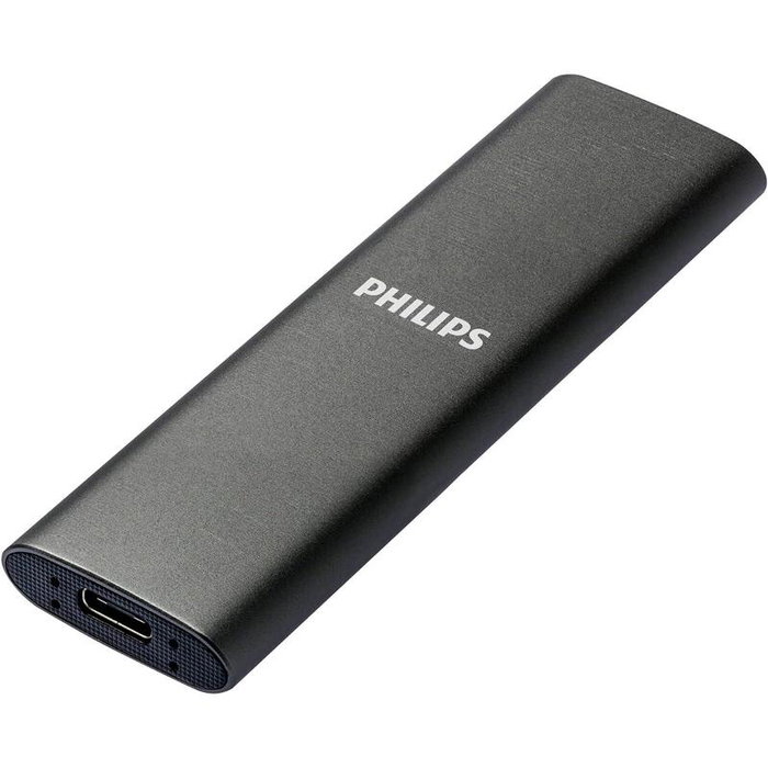 Philips Disco SSD M.2 Externo Portátil de 1 TB Ultra Slim en Gris, USB-C/USB 3.0 con Velocidad de hasta 540 MB/s, Compatible con PC, Mac y Smartphones