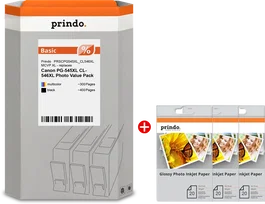 Prindo Basic XL Value Pack compatible con Canon PG-545XL + CL-546XL Negro y Colores