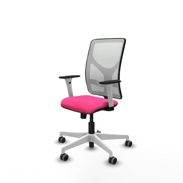 PIQUERAS Y CRESPO Silla de oficina Motilla Rosa y Blanco con Mecanismo Sincro