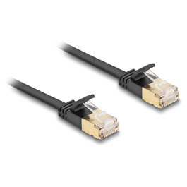 DeLOCK Cable de red Cat7 RJ45 plano de 5 m Negro
