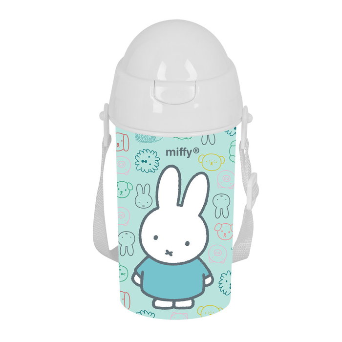 Safta Botella Miffy Friends con Apertura Automática y Pajita de 500 ml