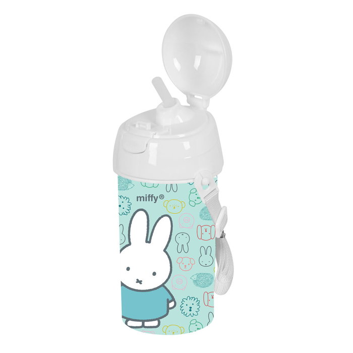Safta Botella Miffy Friends con Apertura Automática y Pajita de 500 ml